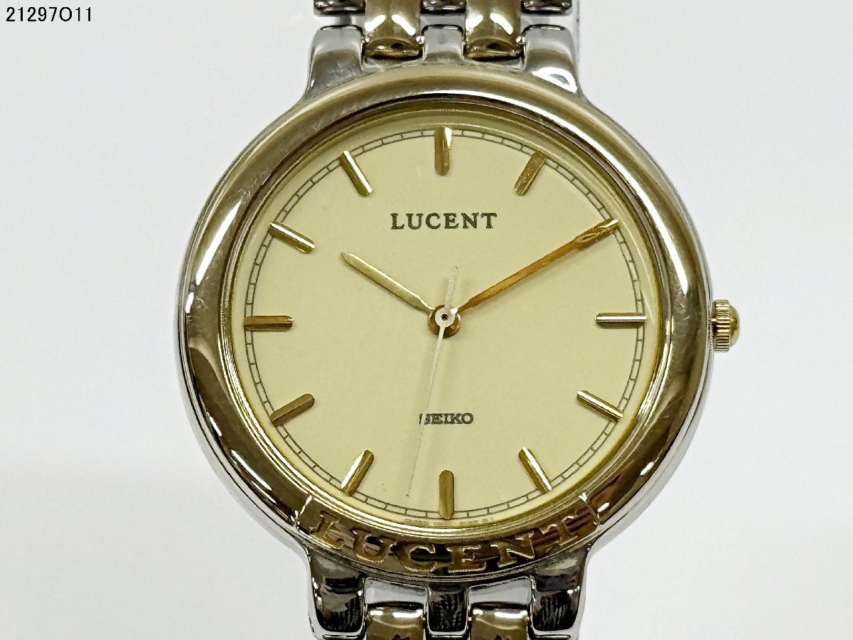 美品 稼働品 SEIKO セイコー LUCENT ルーセント 7N01-6140 クォーツ コンビカラー メンズ 腕時計 純正ベルト 電池交換済 21297O11-19