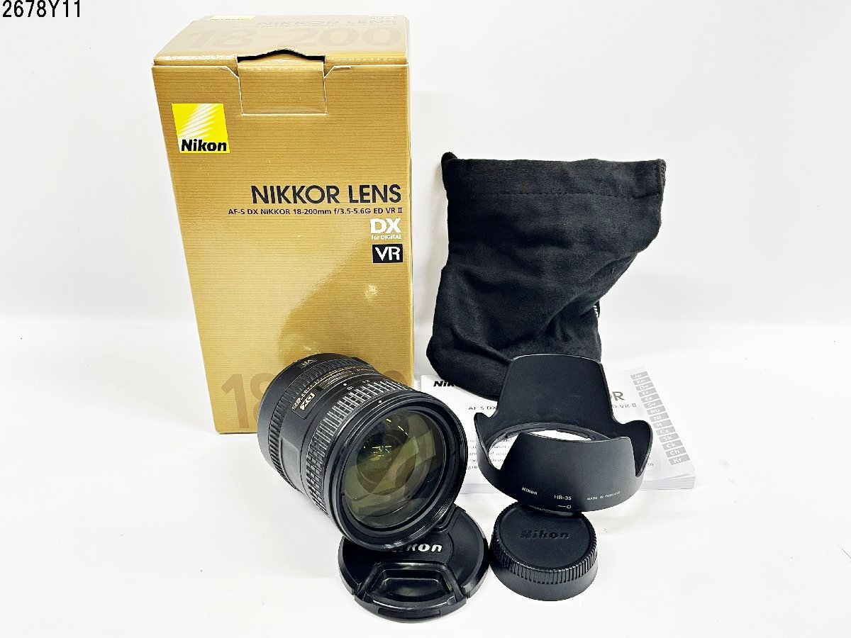 Nikon ニコン DX AF-S NIKKOR 18-200mm 1:3.5-5.6 GⅡ ED VR 一眼レフ カメラ レンズ HB-35 フード 箱付 2678Y11.
