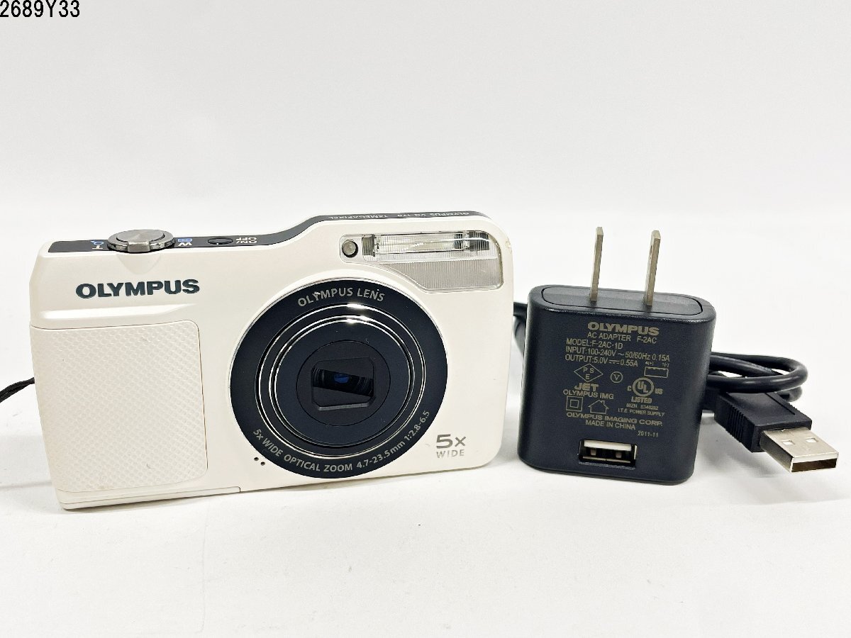 OLYMPUS オリンパス VG-170 ホワイト コンパクト デジタルカメラ F-2AC ACアダプター付 動作未確認 2689Y33-12