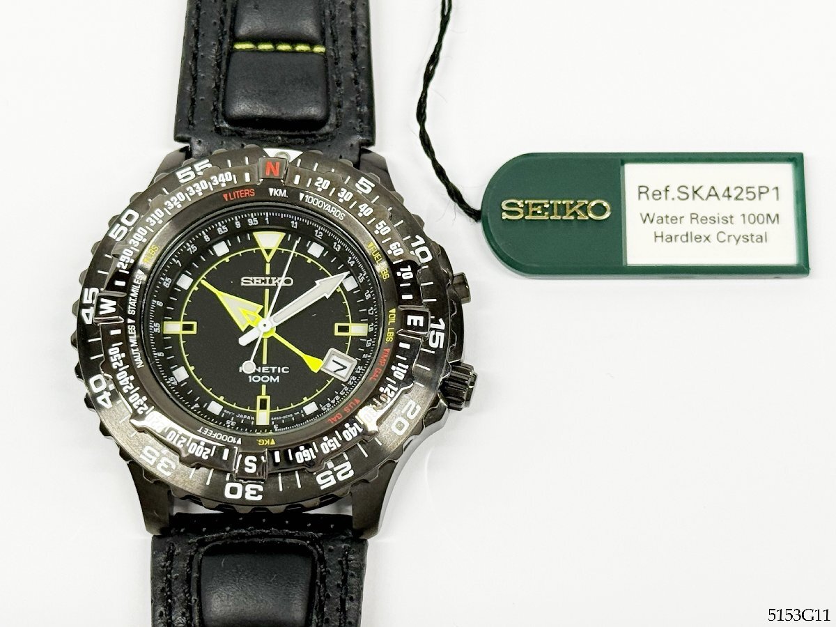 SEIKO セイコー 5M62-0CA0 KINETIC 100M キネティック デイト ブラックカラー メンズ 腕時計 純正ベルト 5153G11-18