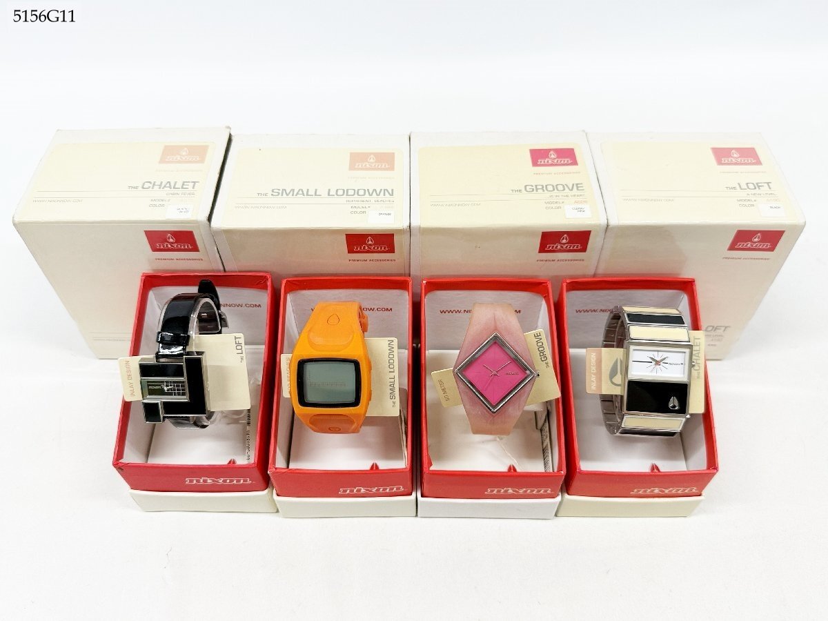 NIXON ニクソン クォーツ 腕時計 4点 まとめ売り A575 THE CHALET/A498 SMALL LODOWN/A180 LOFT/A026 GROOVE 箱付 5156G11-14