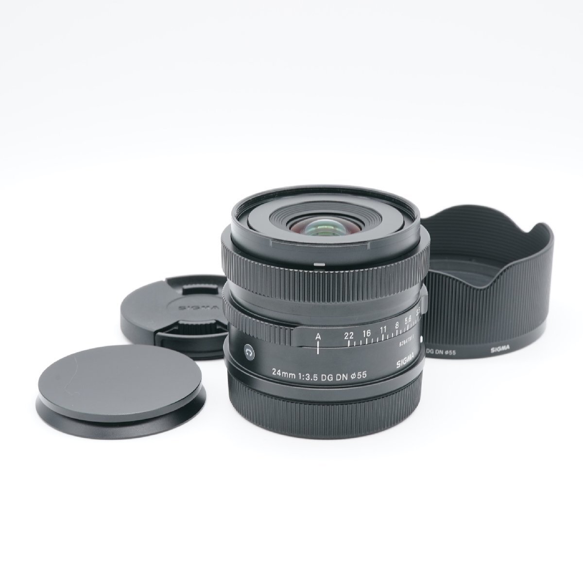 新品級 SIGMA シグマ 24mm F3.5 DG DN C Lマウント あると嬉しい純正フード・メタルキャップ付！