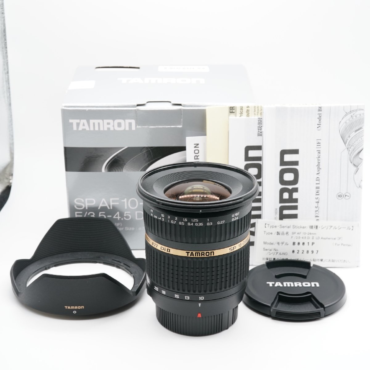 ほぼ新品 タムロン TAMRON SP AF10-24mm F/3.5-4.5 DiII ペンタックス B001P あると嬉しい元箱・取説・純正フード付！