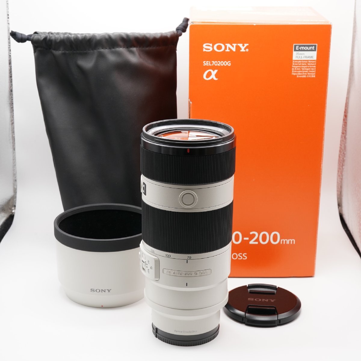新品級 SONY ソニー FE 70-200mm F4 G OSS SEL70200G あると嬉しい元箱(切抜あり)・純正フード・純正ソフトケース付！
