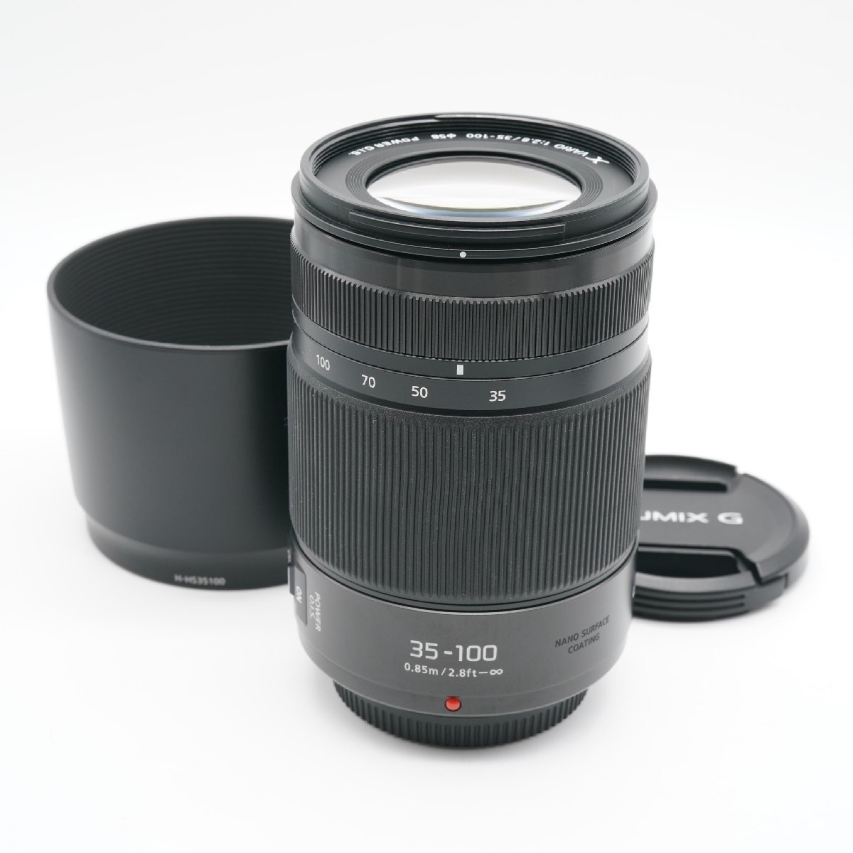 ほぼ新品 パナソニック LUMIX G X VARIO 35-100mm F2.8 II POWER O.I.S. H-HSA35100 あると嬉しい純正フード付！