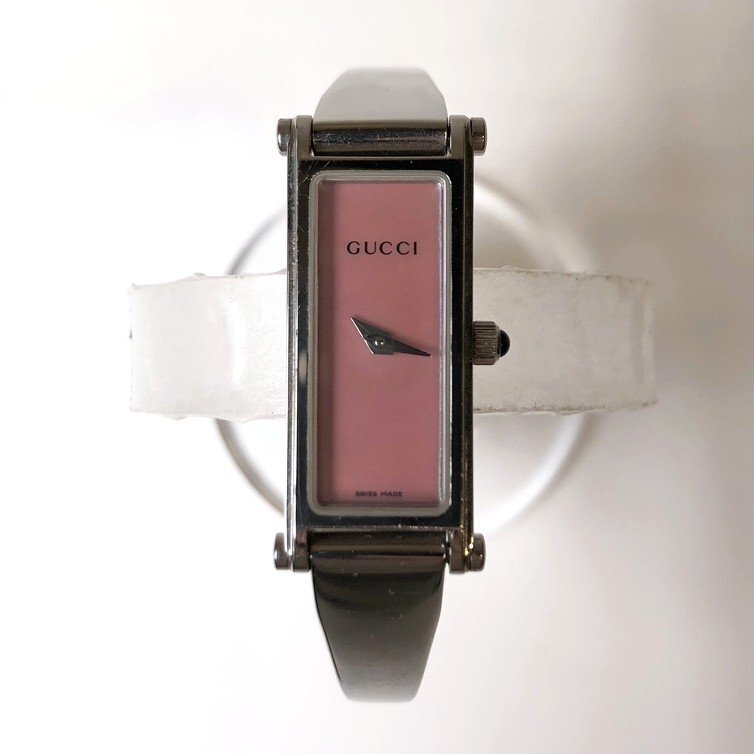 ■ GUCCI グッチ 腕時計 1500L クォーツ ピンクシェル文字盤 レディース 時計 可動 箱付き【買取まねきや】