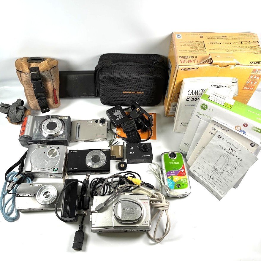 ■CASIO OLYMPUS FUJIFILM M80 Air 4K EXILIM EX-2 μ710 PowerShot A40 CAMEDIA C-300 ZOOM カメラ おまとめ 動作未確認【買取まねきや】