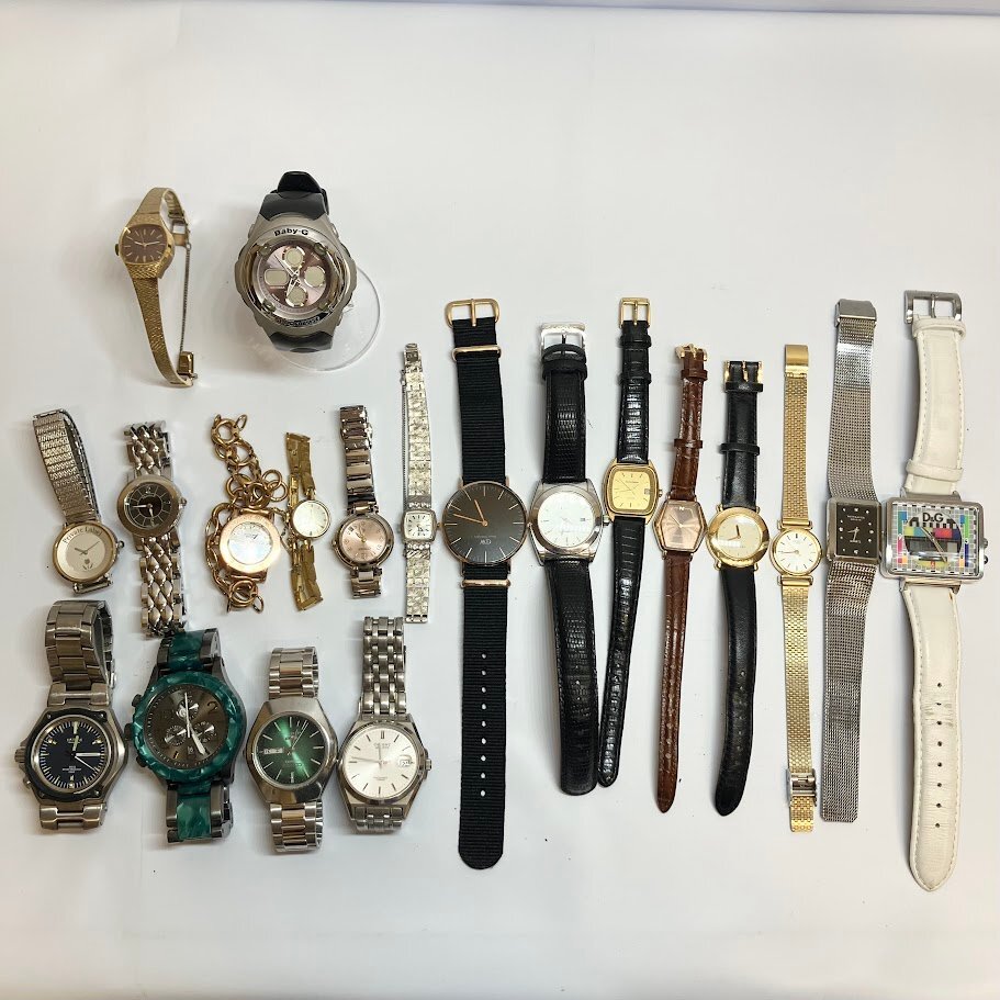 ■SEIKO セイコー CASIO カシオ D＆G ドルチェ＆ガッバーナ 他 おまとめ ジャンク 不動 腕時計 総重量0.94㎏ 計20点【買取まねきや】