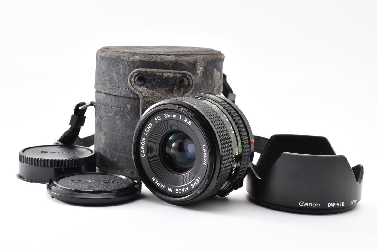 4432-60 完動品 Canon Lens New FD 35mm 1:2.8 + BW-52B MF Wide Lens フード付 大口径 単焦点 広角レンズ キヤノン FD NFD Mount ※1