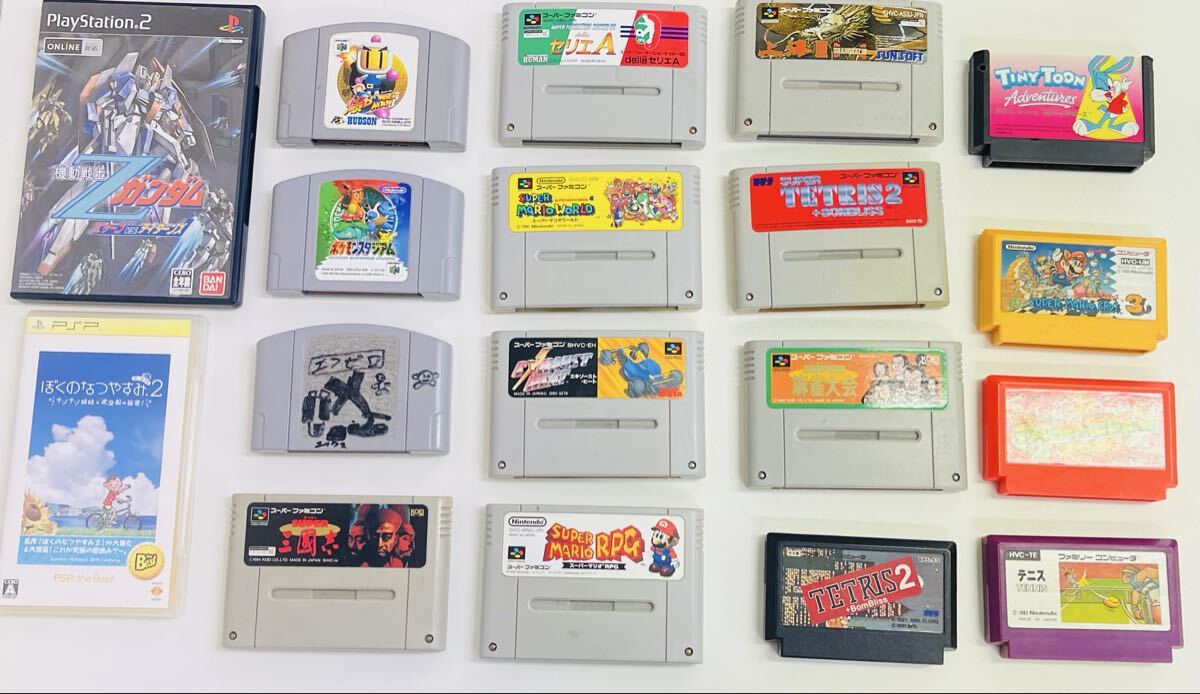 ファミリーコンピュータ ゲーム ファミコン カセット ジャンク品 1円スタート PSP プレイステーション2 まとめ１８点 ソフト 任天堂