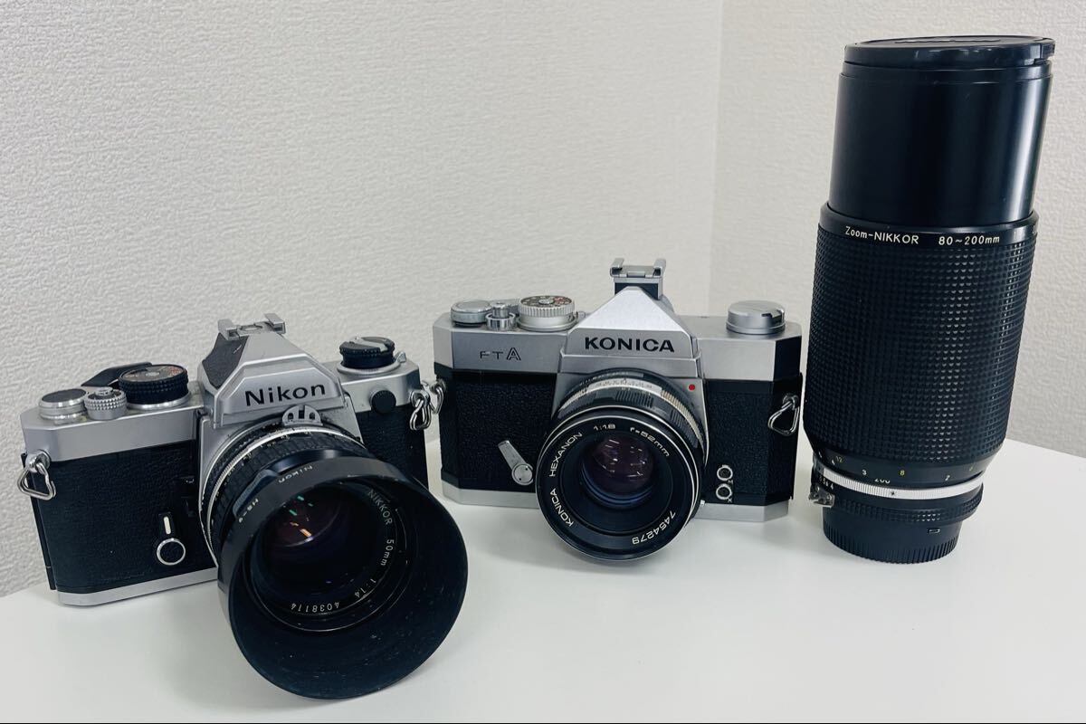 Nikon ニコン FM カメラ 一眼レフ Konica FT A Nikon Zoom-NIKKOR 80-200mm 1:4 レンズ ジャンク品 まとめ 1円スタート