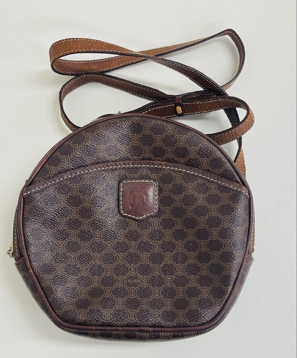 セリーヌ バック ショルダーバック 1円スタート マカダム柄 M08 CELINE レザー 中古 レディース ヴィンテージ