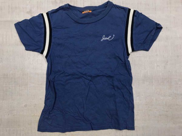 UPTIGHT アップタイト TEXAS ボウリングシャツ風 袖切替 半袖Tシャツ カットソー 紺