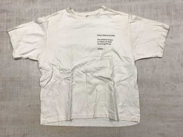 PICASO ピカソ名言 絵画プリント RAGEBLUE レイジブルー 半袖 Tシャツ カットソー 白 Fレディース