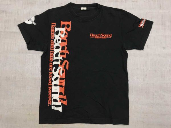 Beach Sound ビーチサウンド Y2Kサーフギャル男 文字グラフィック プリント 半袖Tシャツ カットソー 黒 S