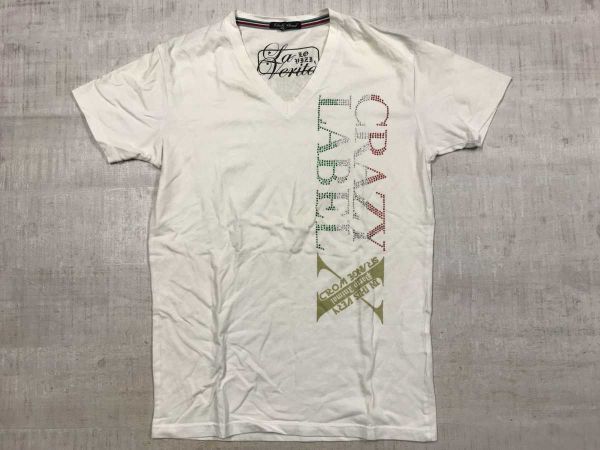 Y2K平成グランジギャル男 Clash Ahead クラッシュアヘッド ラインストーン英字 半袖 Tシャツ カットソー 白 M メンズ