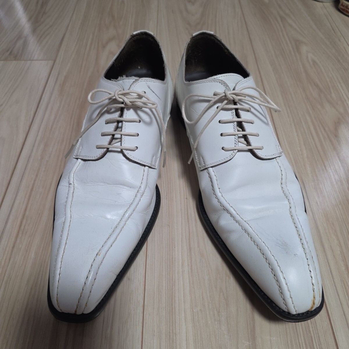 アルチザンロングノーズドレスシューズsize41検索用アタッチメントバックボーングラム革靴フープディドゥ ホワイトバックラッシュSENSE