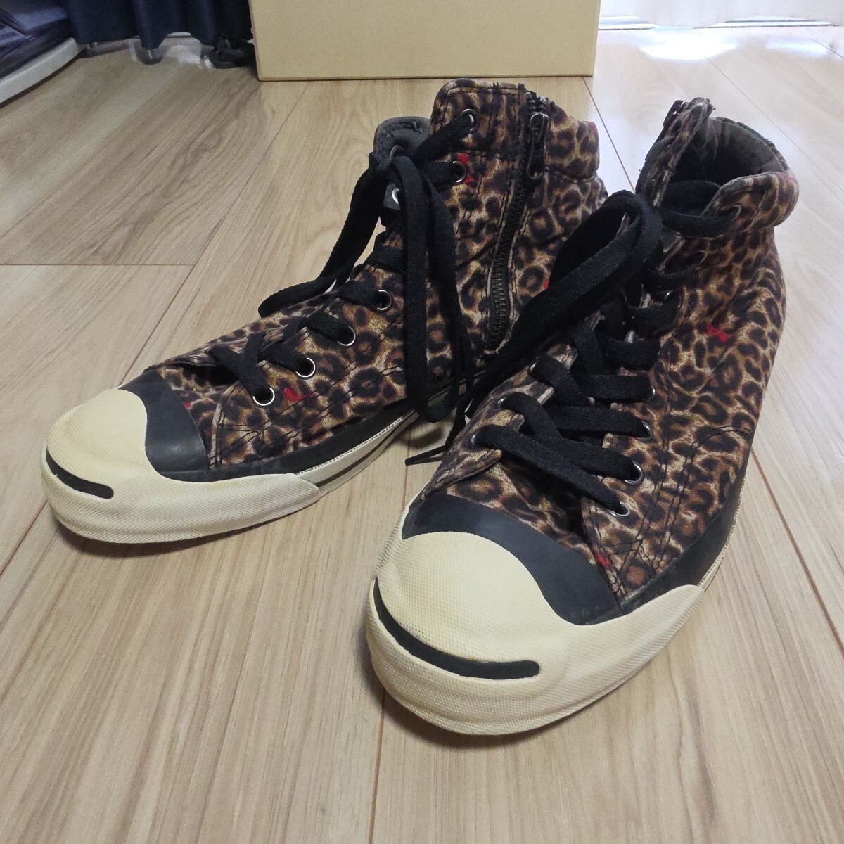 コンバース×グラムwネームジャックパーセルハイカットスニーカーsize26cm位検索用 レオパードCONVERSEヒョウ柄VANSバンズバックラッシュ