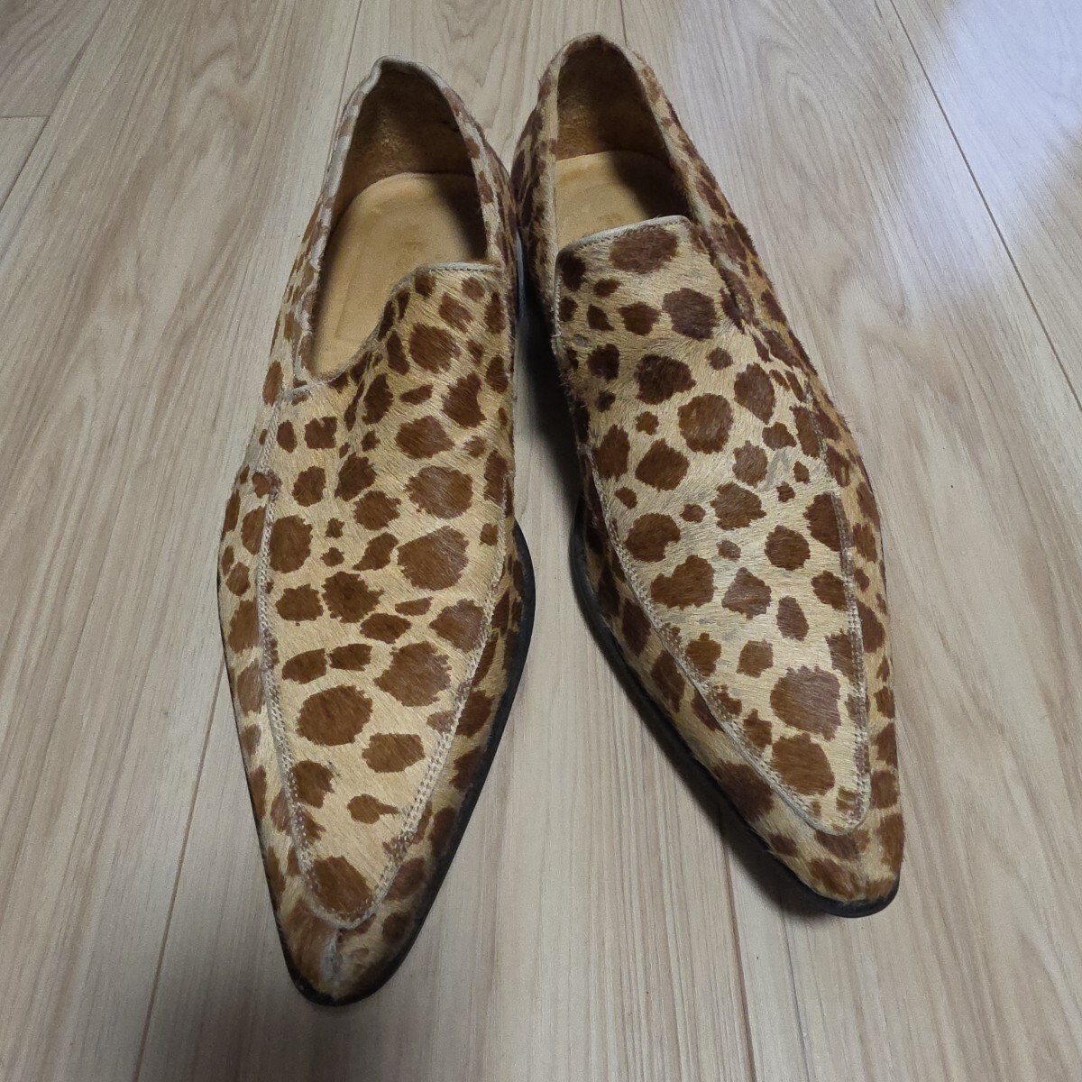 ￥100スタート!!イタリアブランドハラコヒョウ柄スリップオンsize40検索用トルネードマートドルチェアンドガッバーナ レオパード柄