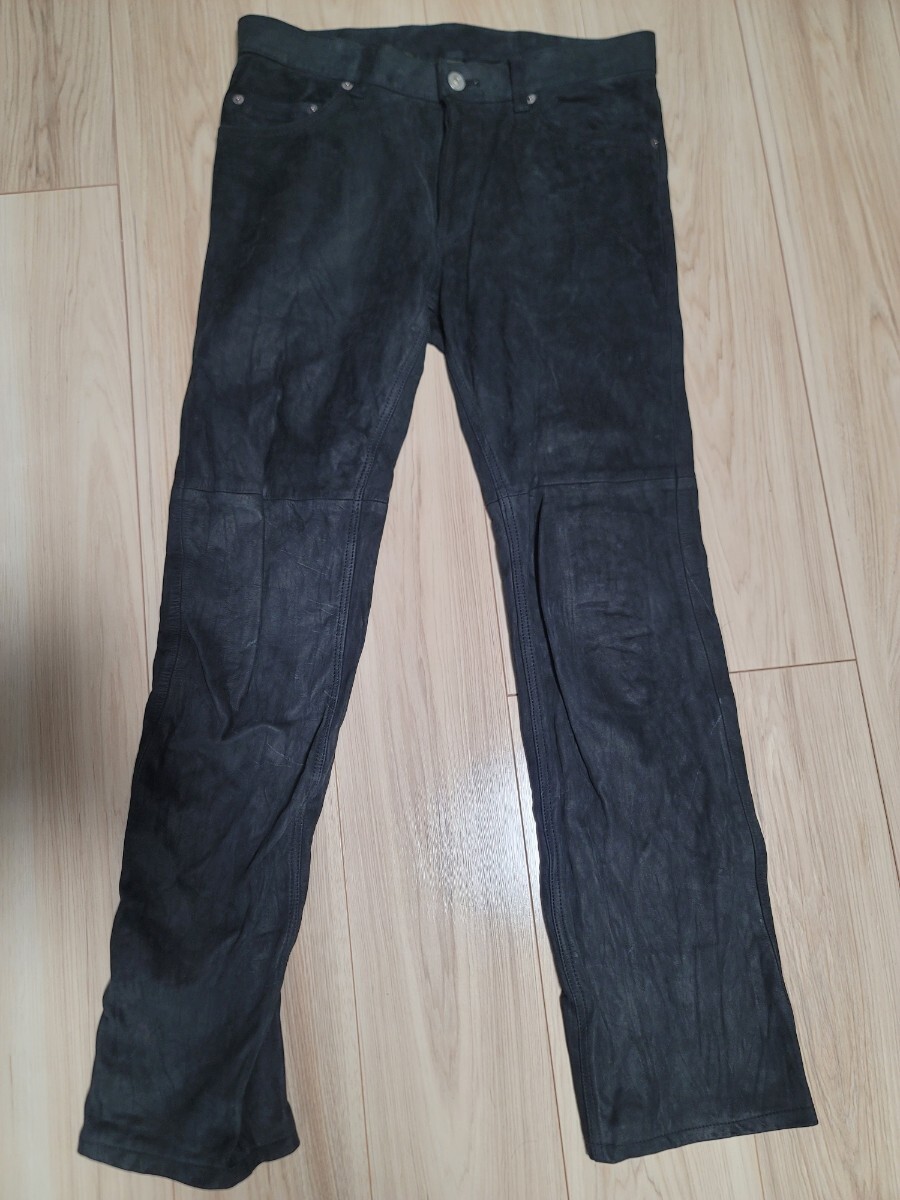 ￥1000スタート!!希少キョウジマルヤマヌバックレザーパンツsize3(検索用)バックボーンバックラッシュショットバンソン革パンユリウス