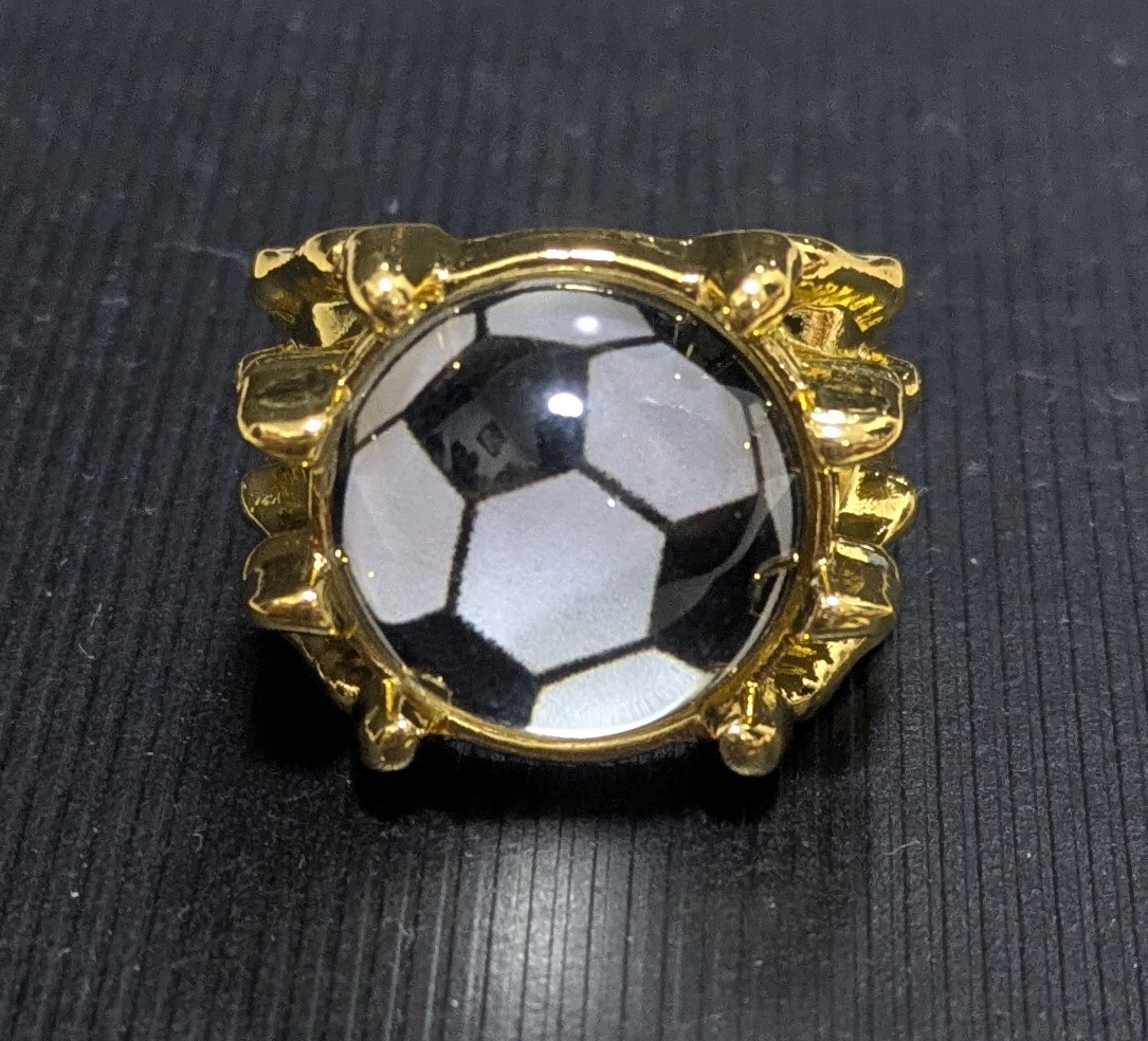 1円スタート！サッカーボール デザインリング ゴールドカラー 指輪 アクセサリー オープンリング