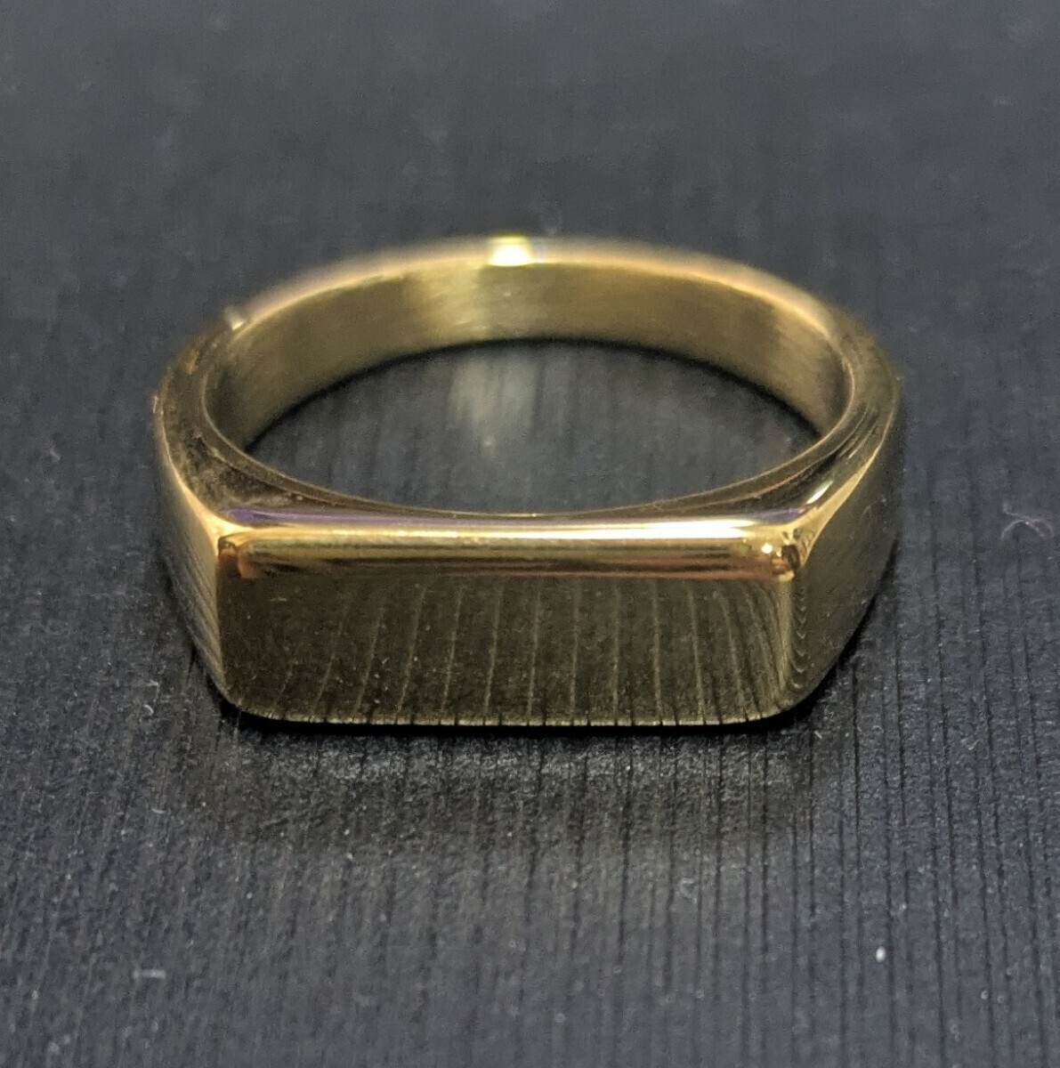 1円スタート！18金メッキゴールドカラー 印台リング 指輪 アクセサリー 18号