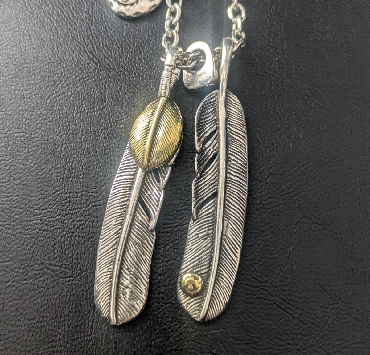 1円スタート！フェザーネックレス 2連 ゴールド シルバー goro's ゴローズ好きに