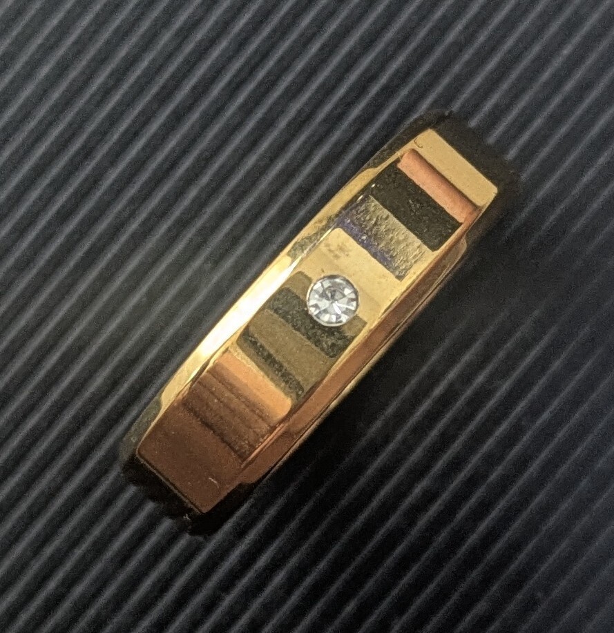 1円スタート！18金メッキ ストーン付きリング 指輪 アクセサリー 21号