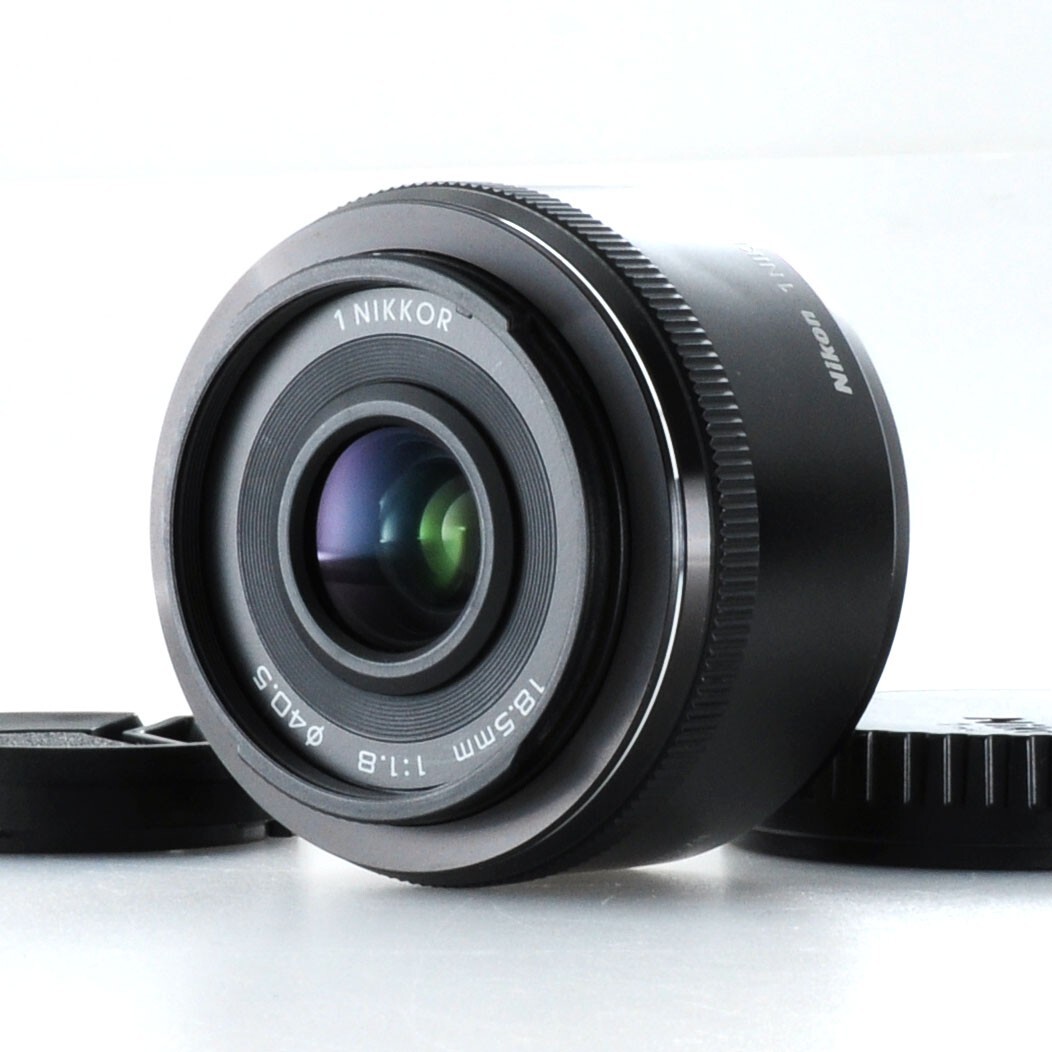 【ニコン】Nikon 1 NIKKOR 18.5mm F1.8 black 専用フード付き AFレンズ #W312