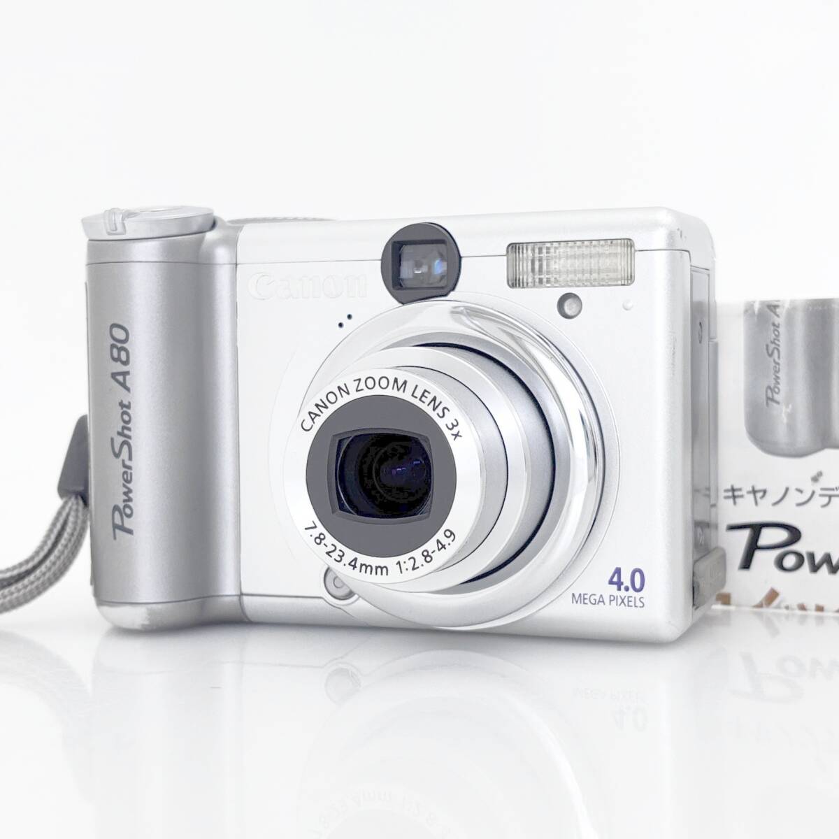 【キヤノン】Canon PowerShot A80 シルバー +ストラップ +取扱説明書 #U6812