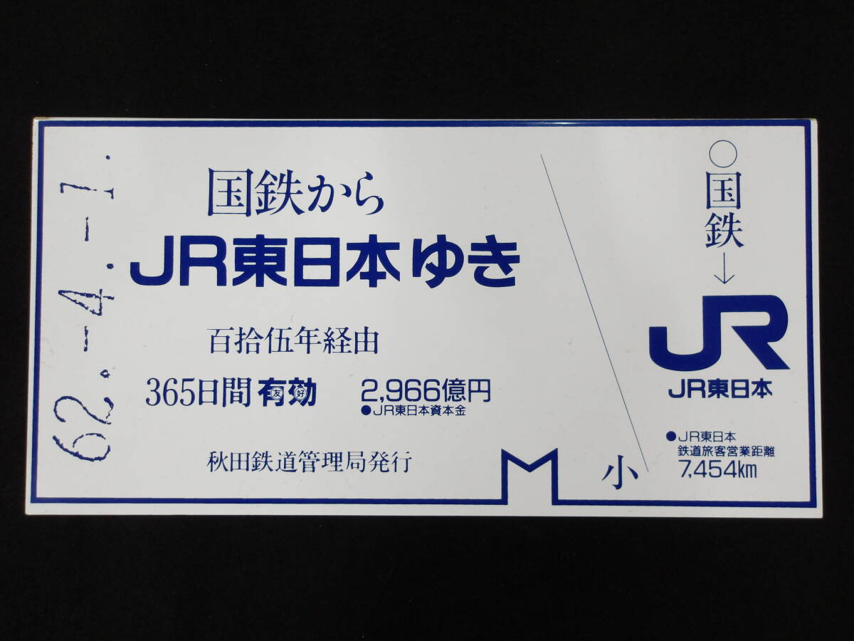 サボ★国鉄からJR東日本ゆき　秋田鉄道管理局★駅構内貼付看板★昭和62年3月31日まで使用の現物★