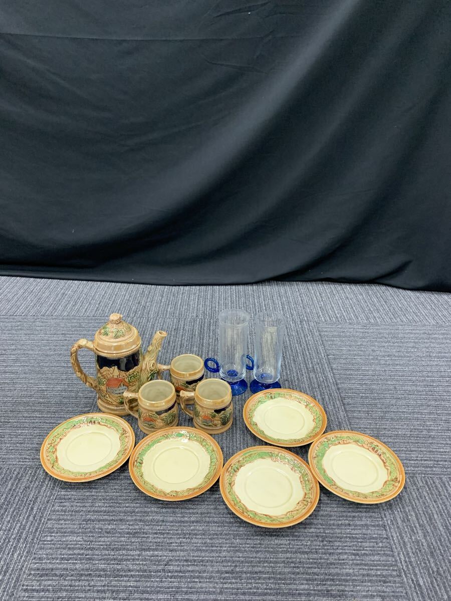 春名 7月 No.586 食器 セット ティーポット カップ ソーサー 柄付き 割れあり 汚れあり