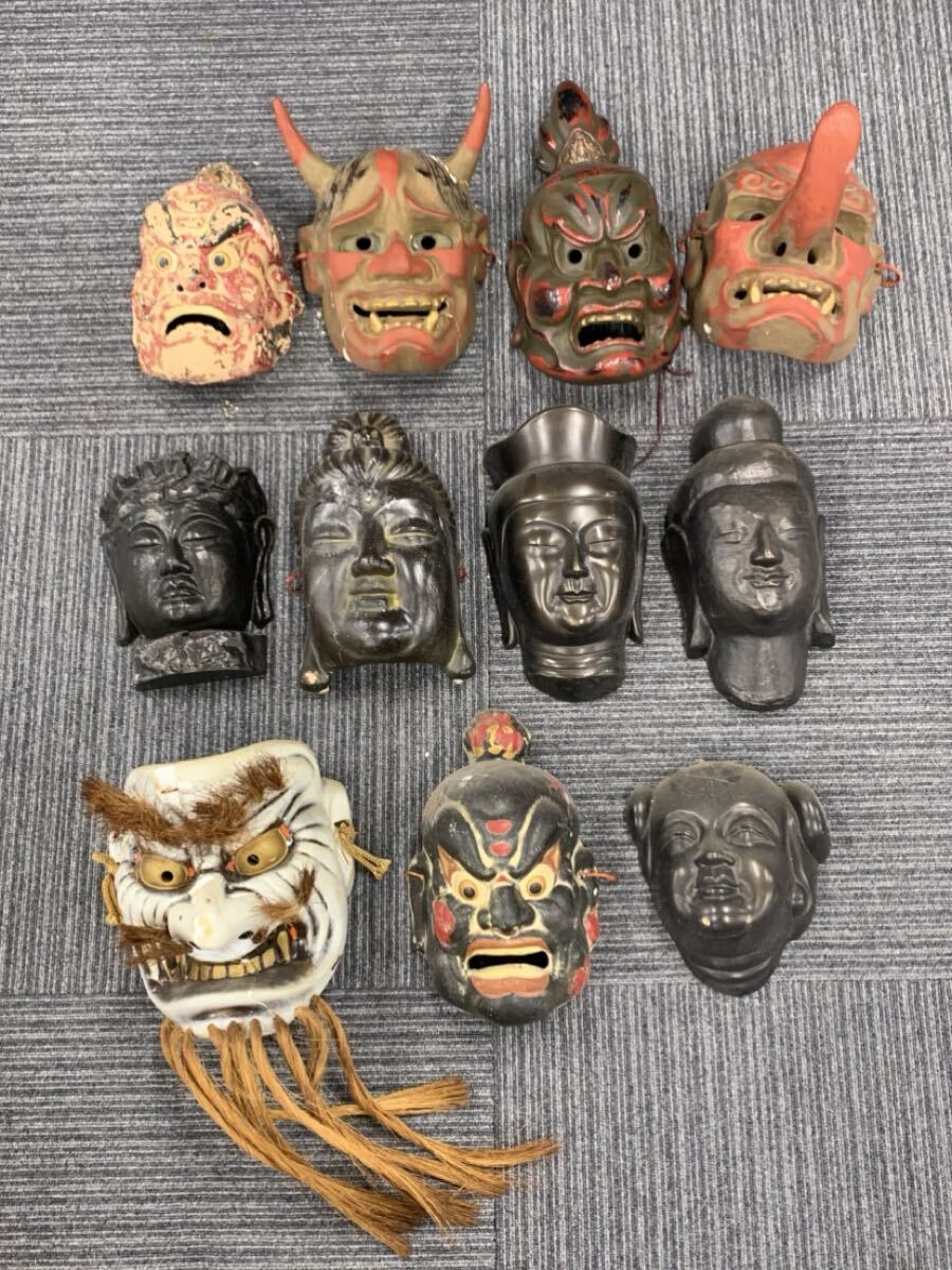 春名　7月　NO.461 お面　まとめ　 魔除け　 天狗　 能面　 壁掛け 縁起物　 置物　 インテリア　汚れ剥がれあり　ヒビあり　