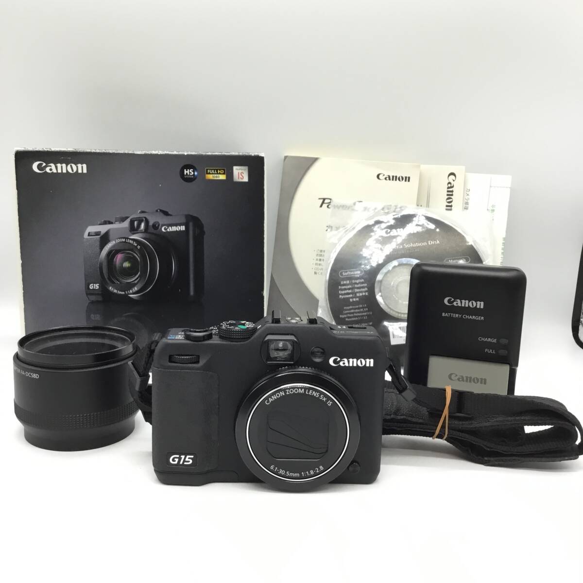 3598■　Canon PowerShot G15 キヤノン コンパクトデジタルカメラ パワーショット FA-DC58D付 簡易動作確認済