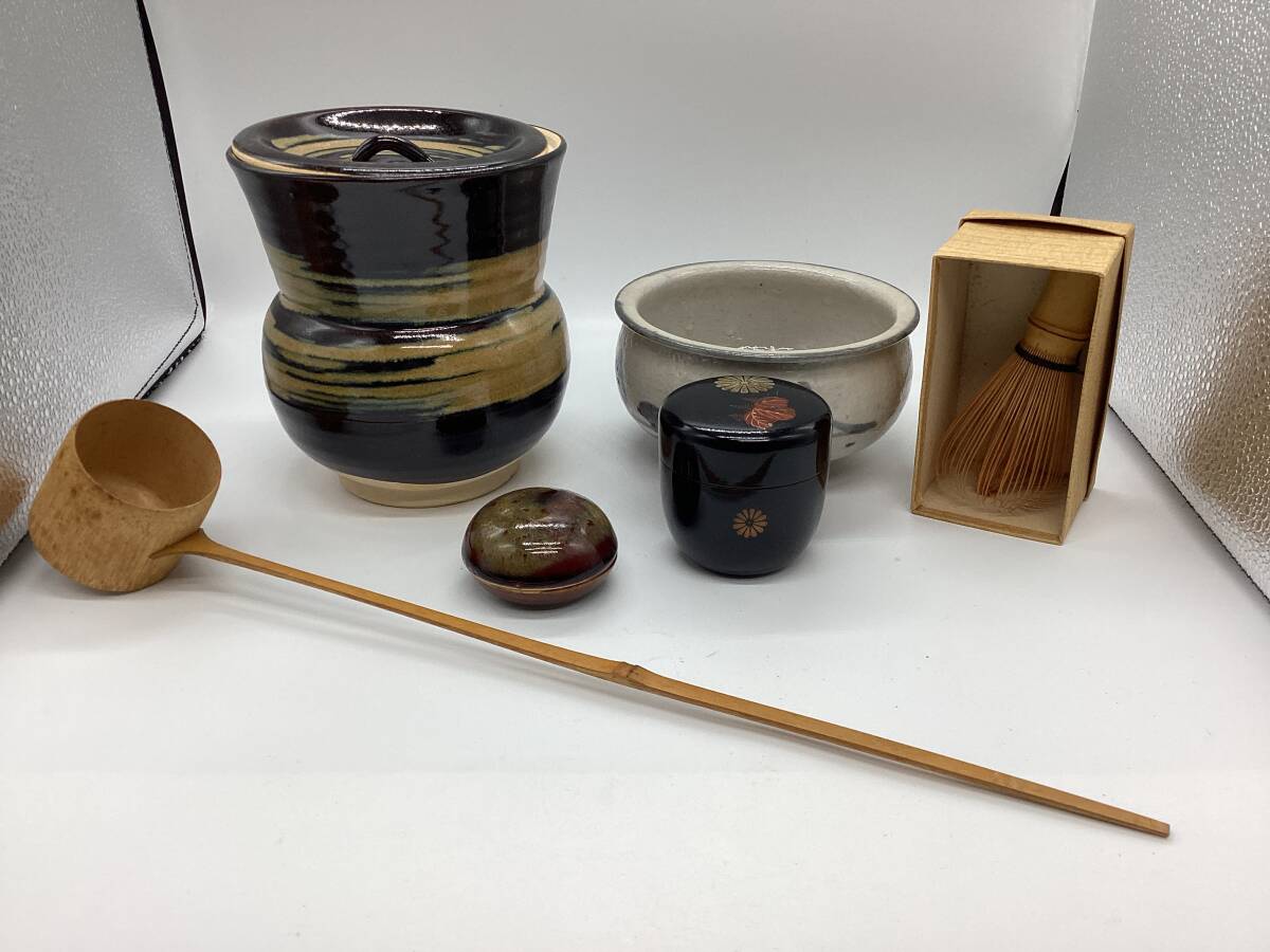 ■3619 茶道　茶器セット　年代物　お椀　壷　加藤景山 煎茶道具 茶入 仕覆 茶道具