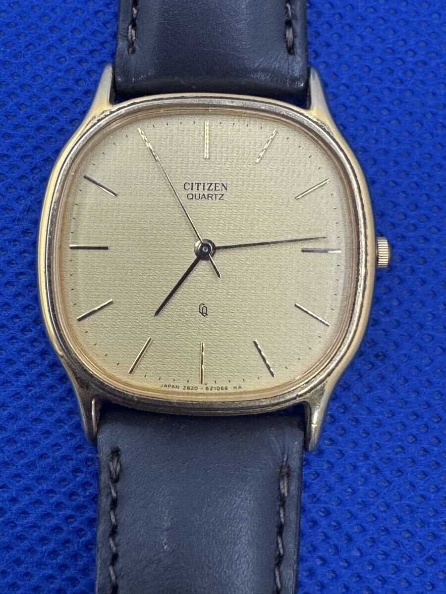CITIZEN QUARTZ メンズ 腕時計 ゴールド文字盤 2820-621066 電池交換済　　H012