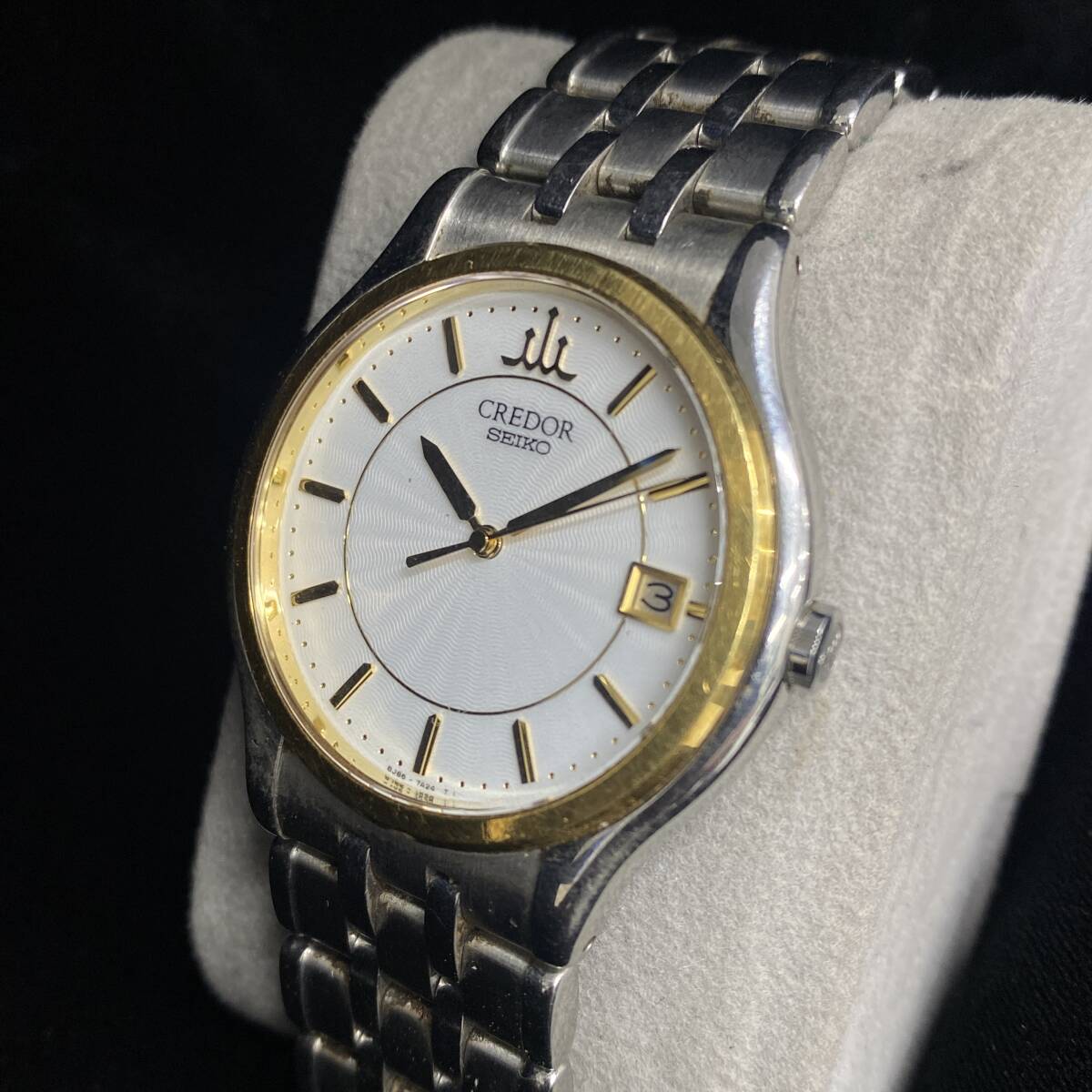 1円～ 6TN45220726 SEIKO セイコー CREDOR クレドール デイト 8J86-7A00 QZ クォーツ 18KT/SS メンズ 腕時計 純正ベルト 動作未確認 現状品