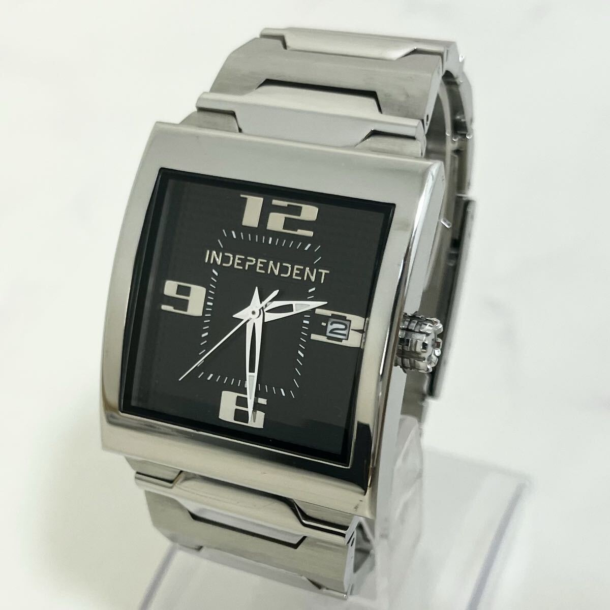 【実働】 CITIZEN INDEPENDENT 1513-003072-02 シチズン インディペンデント スクエア デイト クオーツ メンズ 腕時計 ウォッチ 稼動品