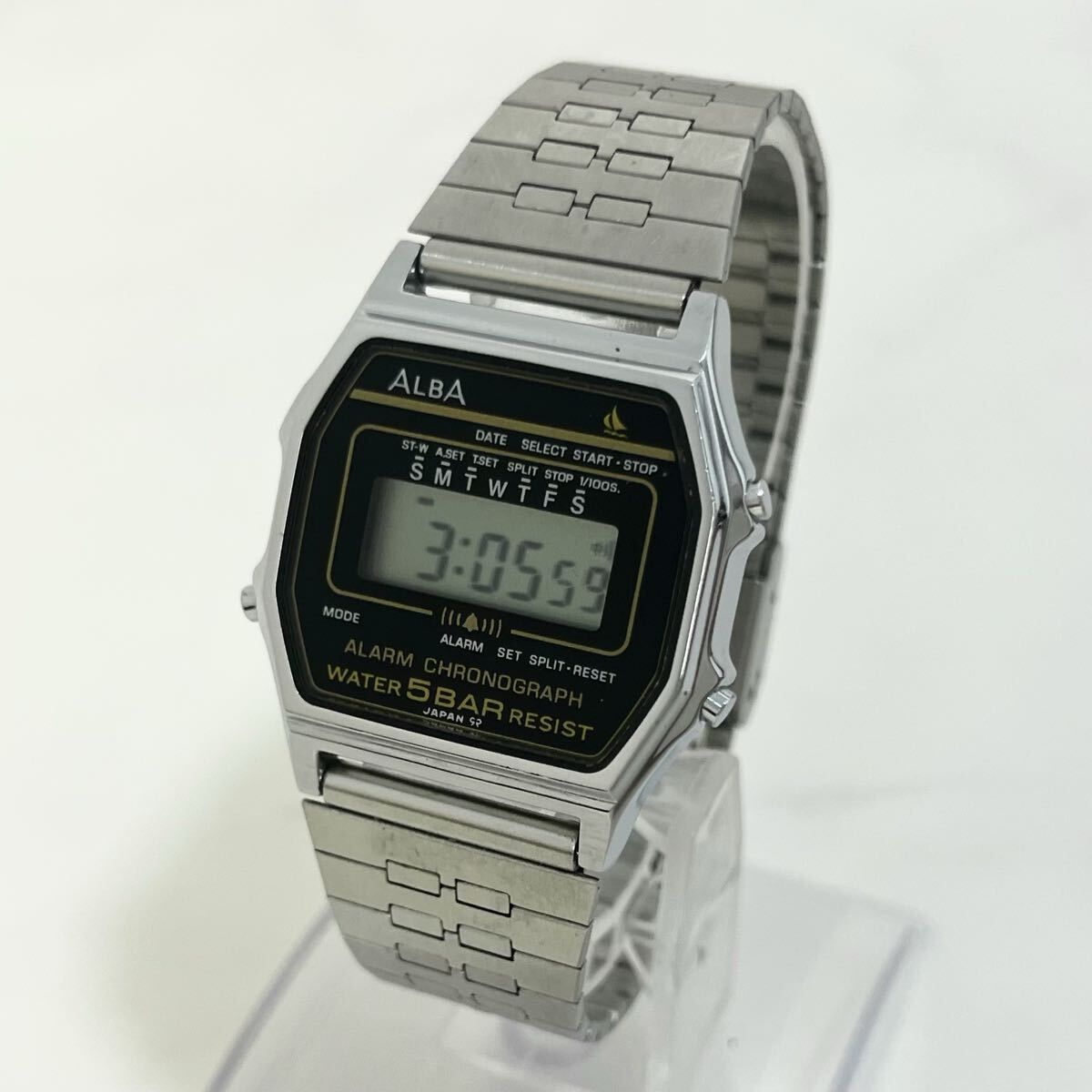 【希少な逸品】 実働 SEIKO ALBA Y799-4750 セイコー アルバ デジタル スクエア QZ アラームクロノ ヴィンテージ 腕時計 ウォッチ 稼動品