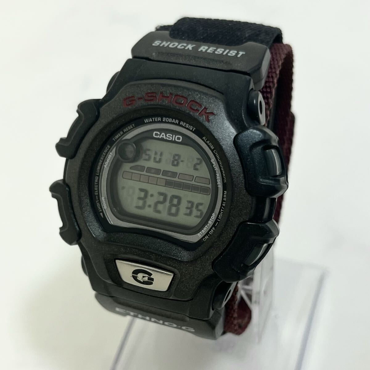 【実働】 CASIO G-SHOCK DW-004 カシオ Gショック デジタル クオーツ ガンメタ ストライプベルト メンズ 腕時計 ウォッチ 稼動品