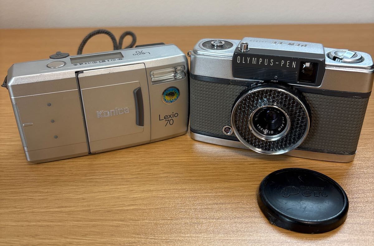 2台まとめ売り OLYMPUS オリンパス PEN EE + Konica コニカ Lexio 70 28-70mm F3.4‐7.9 コンパクトフィルムカメラ 動作未確認
