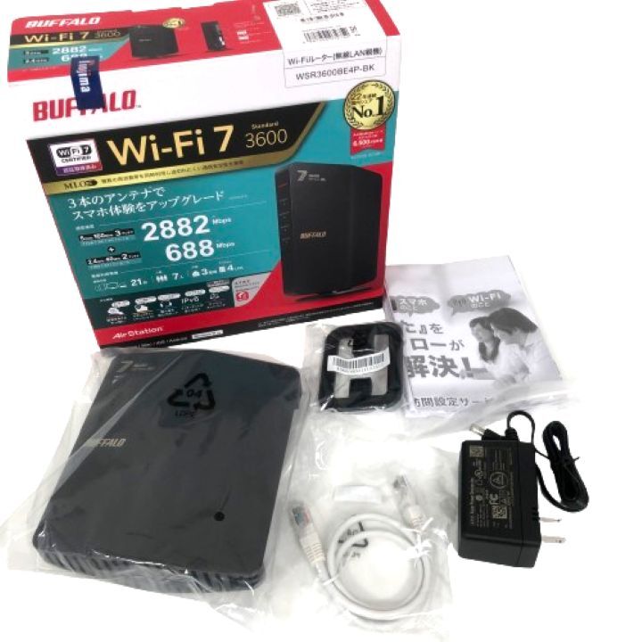 #【BUFFALO/バッファロー】Wi-Fi 7(11be)対応デュアルバンドWi-Fiルーター 2882+688Mbps AirStation WSR3600BE4P-BK 未使用★19250