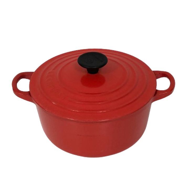 #【Le Creuset/ル・クルーゼ】鋳物 ホーロー 鍋 ココット 18 cm チェリーレッド 両手鍋★19265