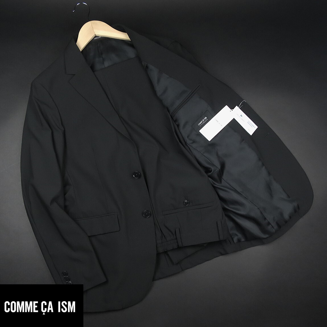 新品 ★ COMME CA ISM コムサイズム 春夏シーズン ウォッシャブル ウールライク ストレッチ トロピカル スーツ SC01/05黒/【M】29800円