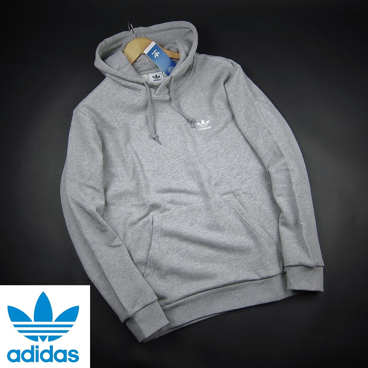 新品 ★ adidas originals アディダス オリジナルス フレンチテリー トレフォイル パーカー フーディー T96/958灰/【L】