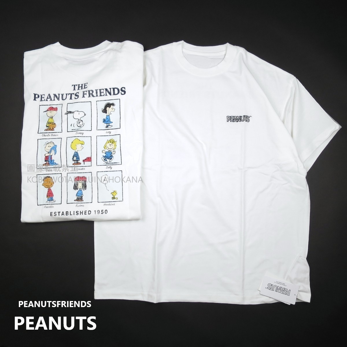 新品 ■ PEANUTS SNOOPY ピーナッツ 刺繍 バックプリント ヴィンテージプリント PEANUTS FRIENDS 半袖Tシャツ 1007 /（PF）F20 オフ白【F】