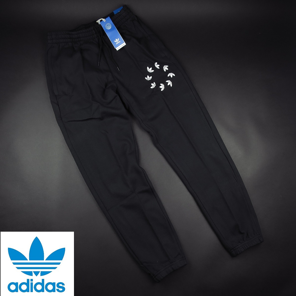 新品 ★ adidas originals アディダス オリジナルス フレンチテリー スピナートレフォイル スウェットパンツ172/493黒/O【XL】