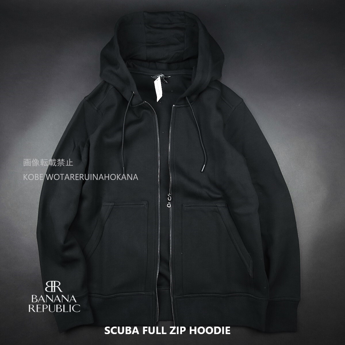 新品 ★ BANANA REPUBLIC バナナリパブリック SCUBA FULL ZIP HOODIE ソフトタッチ スタイリッシュ ジップパーカー 504/黒/【L】 ¥14,000