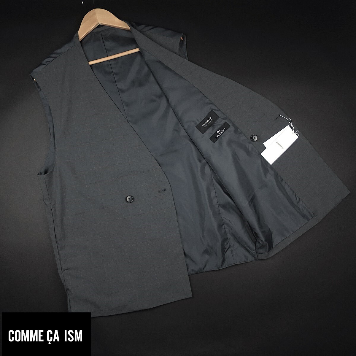 新品 ■ COMME CA ISM コムサイズム クラシカルチェック柄 オーバーサイズ ジレ ベスト VC13/04チ/【M】/¥11,000