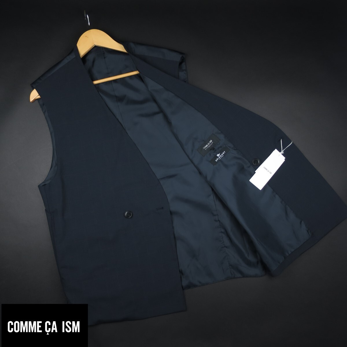 新品 ■ COMME CA ISM コムサイズム クラシカルチェック柄 オーバーサイズ ジレ ベスト VC13/09紺/【M】/¥11,000